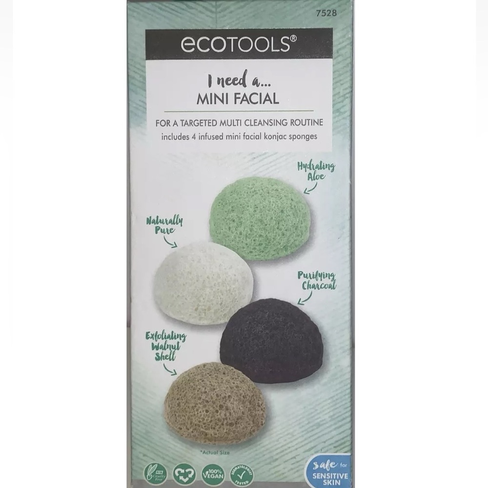 ecotools i need a mini facial 4 infused facial konjac sponges 100%vegan